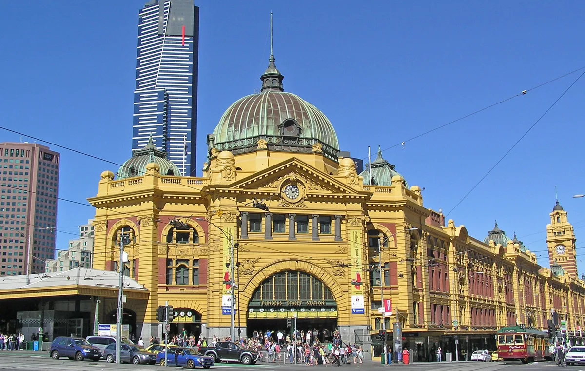 Flinders Street Station on a clear day in central Melbourne