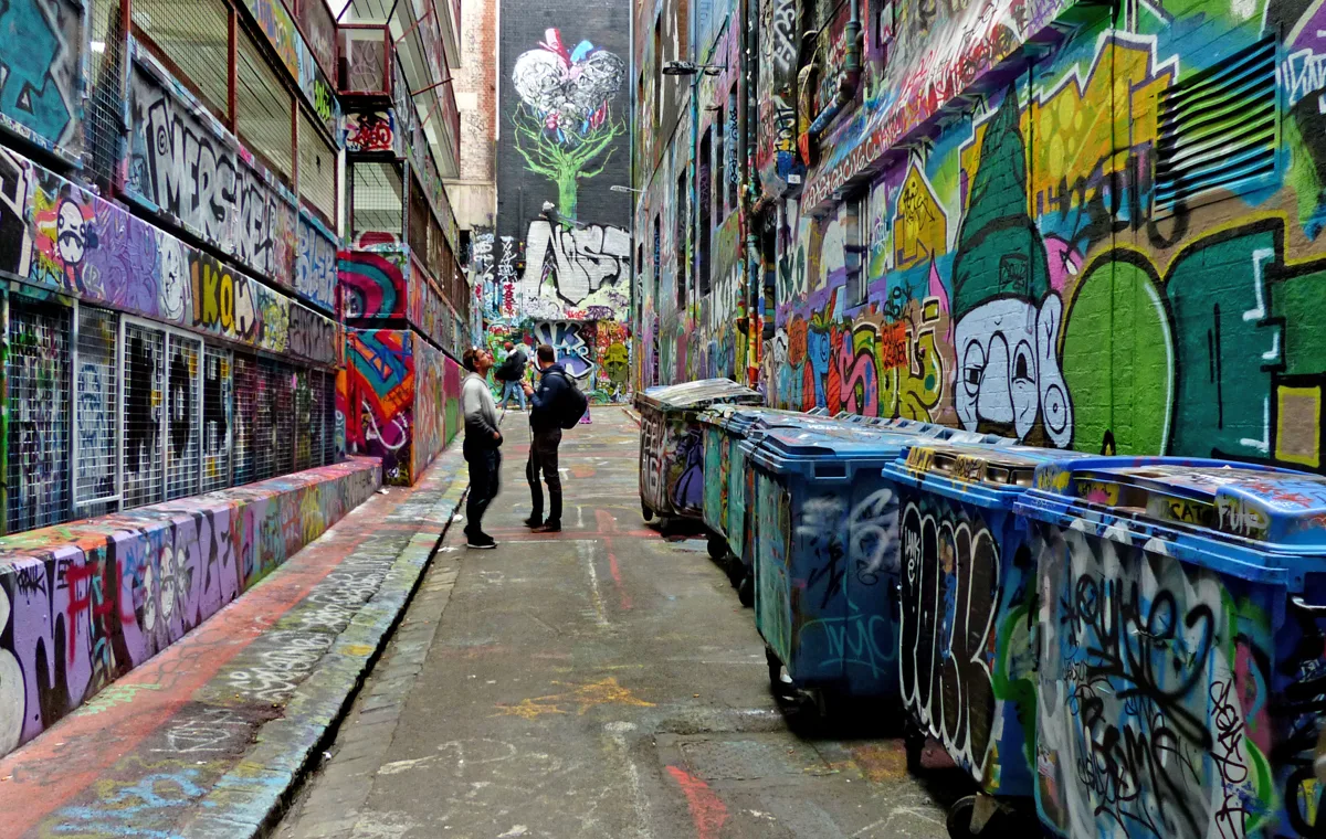 Street art along Hosier Lane in central Melbourne