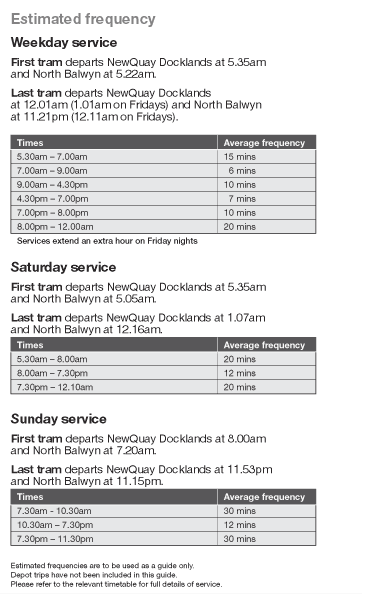 Frequency Timetable of Tram 48